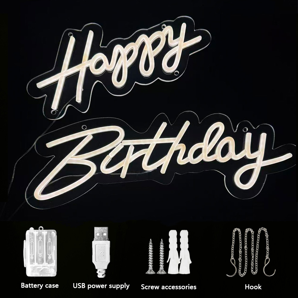 Photography Prompt - Acrylic Happy Birthday Neon Sign LED